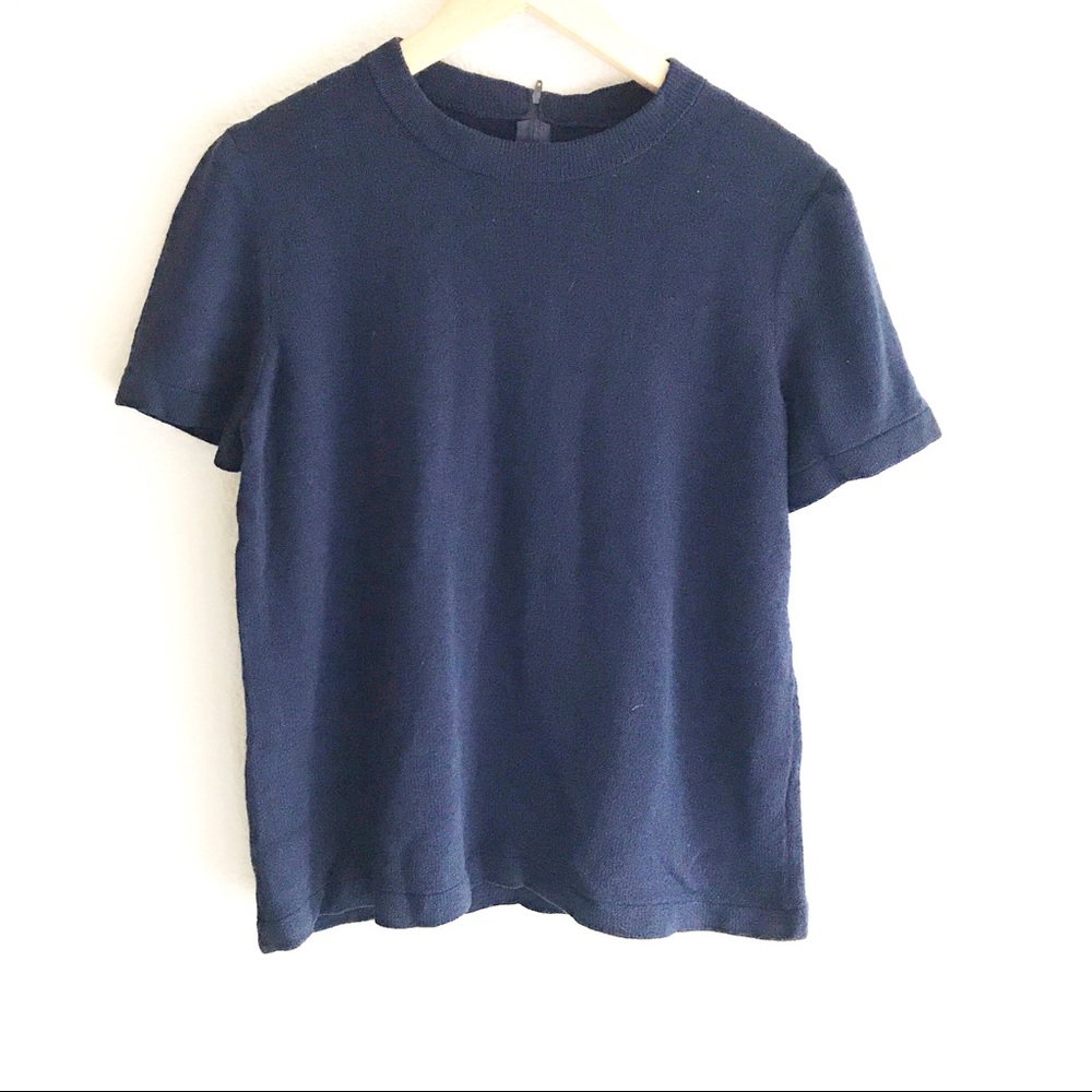 St John Collection Short Sleeve Navy Sweater